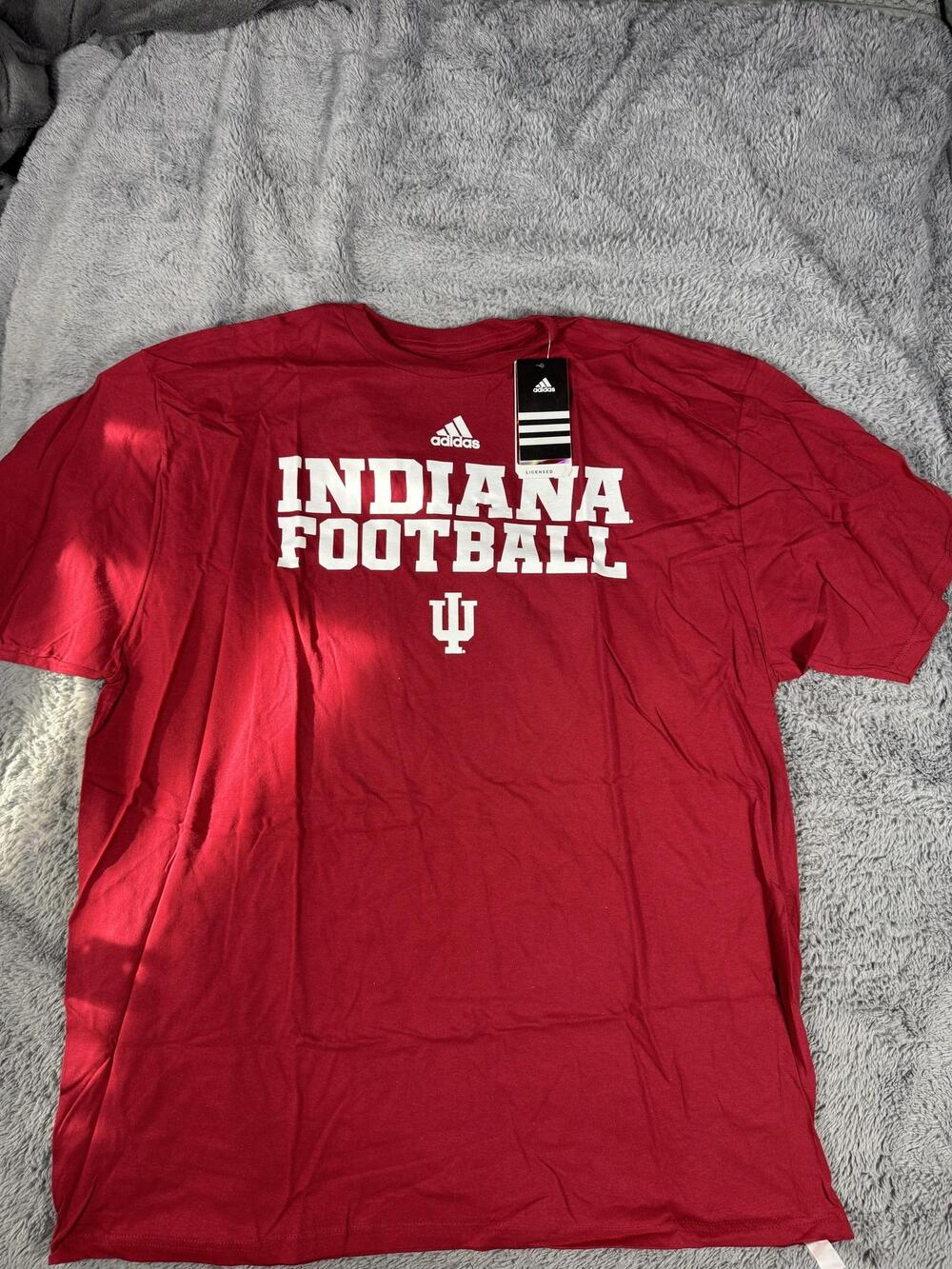 Indiana Hoosiers Shirt Mens 2XL Red NCAA Football Adidas Tee Short Sleeve
